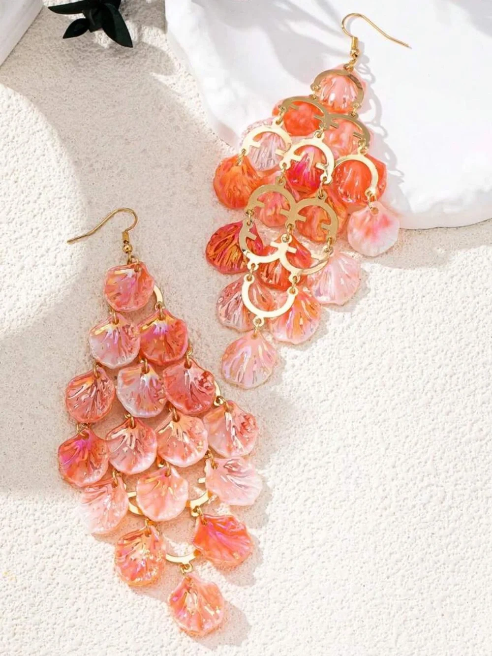 Pink‎ Shell Cascade Drop Earrings